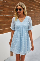 Swiss Dot Short Sleeve Chiffon Dress Sai Feel
