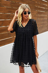 Swiss Dot Short Sleeve Chiffon Dress Sai Feel