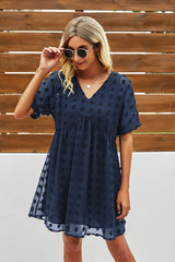 Swiss Dot Short Sleeve Chiffon Dress Sai Feel