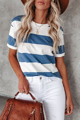 Wide Stripe O Neck Tee