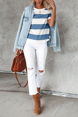 Wide Stripe O Neck Tee