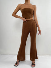 Tan Hanky Hem Tube Top & Flare Leg Pants Sai Feel
