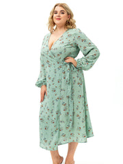 The New Long Sleeve Floral Split Dress Sai Feel