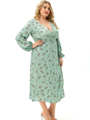 The New Long Sleeve Floral Split Dress Sai Feel