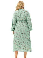 The New Long Sleeve Floral Split Dress Sai Feel