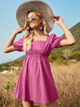 Tie Back Puff Sleeve Backless Dress Sai Feel