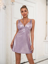 Tie Backless Metallic A-line Dress Sai Feel