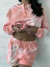 Tie Dye Drop Shoulder Sweatshirt&Shorts Set Sai Feel