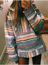 Tie Front Pocket Striped Hoodie Sai Feel