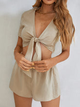 Tie Knot Crop Top and Shorts Set Sai Feel