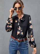 Tie Neck Floral Print Blouse Sai Feel