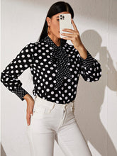 Tie Neck Polka Dot Print Blouse Sai Feel