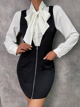 Tie Neck Zip Up Fitted Dress Sai Feel