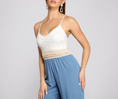 Timeless Beauty Crochet And Gauze Jumpsuit Sai Feel