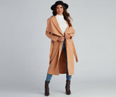 Timeless Sophistication Belted Faux Wool Coat Sai Feel