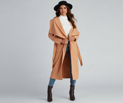 Timeless Sophistication Belted Faux Wool Coat Sai Feel