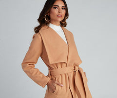 Timeless Sophistication Belted Faux Wool Coat Sai Feel