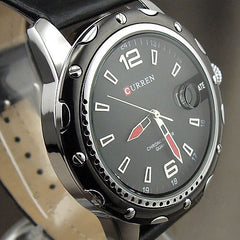 Watch with Leather Band (4.3 cm Dial)