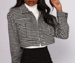 Trend Alert Houndstooth Cropped Jacket Sai Feel