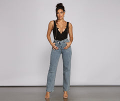 Trendy Asymmetrical High-Rise Boyfriend Jeans Sai Feel