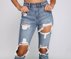 Trendy Destructed High-Rise Skinny Jeans Sai Feel