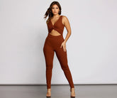 Trendy Twist Ribbed Knit Catsuit Sai Feel