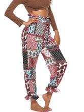 Tribal Drawstring Waist Ruffle Hem Pants Sai Feel