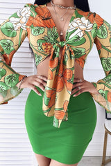 Tropical Print Top Skirt Set Sai Feel
