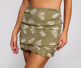 Tropical Ruffled Ruched Mini Skirt Sai Feel