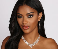 True Love Silver Rhinestone Necklace Set Sai Feel