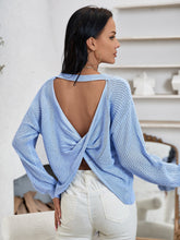 Twist Back Lantern Sleeve Sweater Top Sai Feel