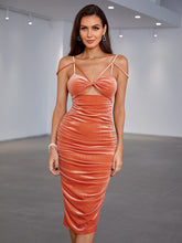 Twist Bust Peekaboo Ruched Velvet Bodycon Dress Sai Feel