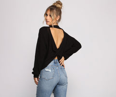 Twist and Stun Open Back Sweater Sai Feel