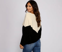 Two Tone Chenille Boat Neck Sweater Sai Feel