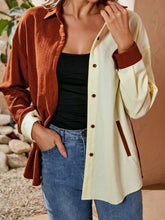 Two Tone Color Block Overshirt Sai Feel