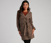 Uptown Plaid Trench Coat Sai Feel