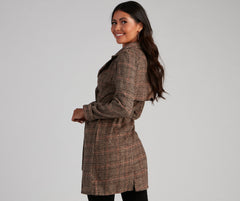 Uptown Plaid Trench Coat Sai Feel