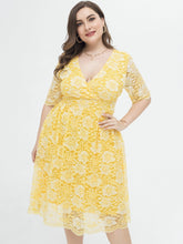 V NECK PLUS SIZE FLORAL LACE DRESS Sai Feel