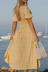 V-Neck Ankle-Length Short Sleeve Patchwork Pullover Women's Dress Sai Feel