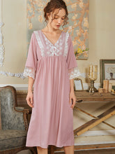 V Neck Contrast Lace Night Dress Sai Feel