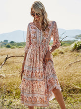 V-neck high-waisted bohemian dress Sai Feel