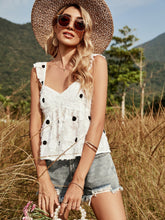 V-neck polka dot fringed vest Sai Feel