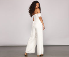 Vacay Bound Off The Shoulder Smocked Jumpsuit Sai Feel