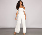 Vacay Bound Off The Shoulder Smocked Jumpsuit Sai Feel
