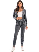 Velvet Zip Up Hoodie & Sweatpants Set Sai Feel