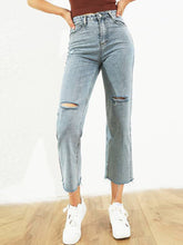 Versatile high-waisted skinny ripped straight denim pants Sai Feel