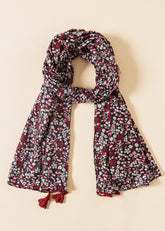 Vintage Disty Floral Fringed Tassel Scarf Sai Feel