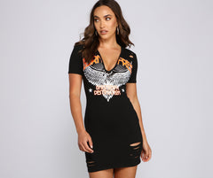 Vintage Grunge Distressed Graphic Tunic Sai Feel