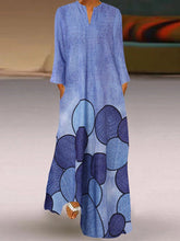 Vintage Print Pocket Long Sleeve Dress Sai Feel