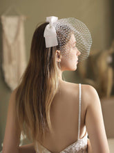 Wedding Bridal Flower Face bowknot Birdcage Single Layer Lace White Veil Drop with Hair Comb Chapel Dancing Prom Halloween Custom Hair Accessories Sai Feel